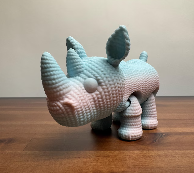 Rhino figurine 3D print articulated legs