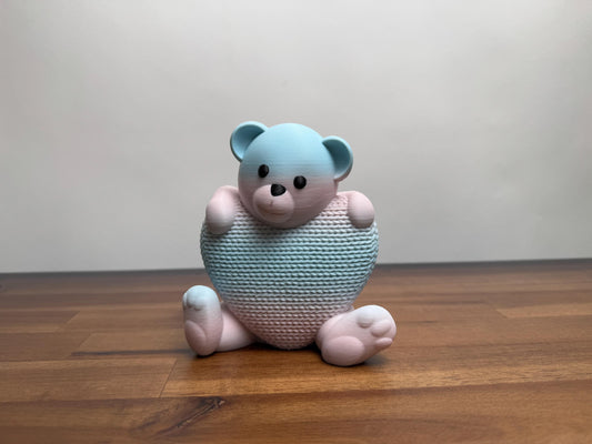 Teddy bear with heart crochet texture 3D print