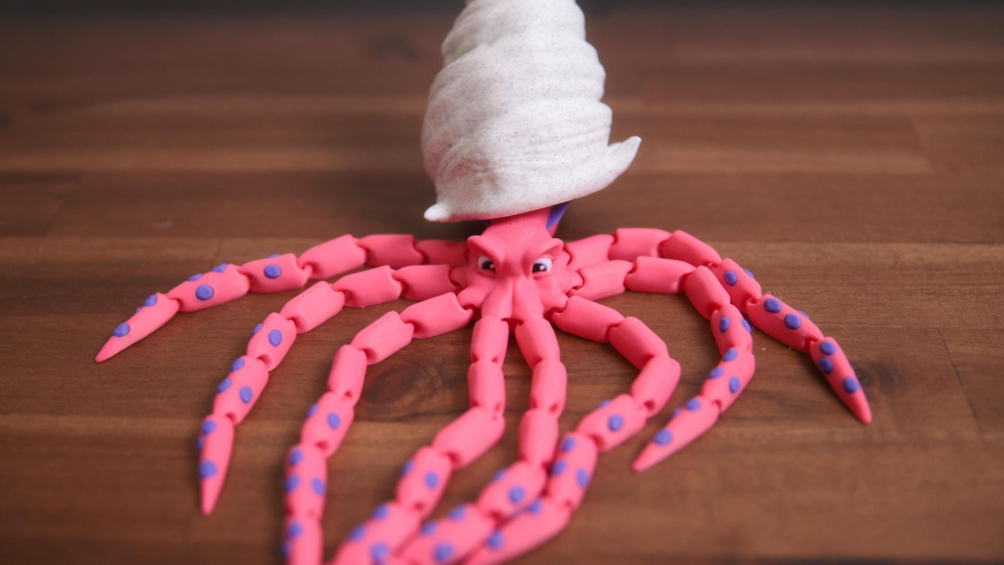 Finn, the Bigfin squid in shell 3D printed, articulated legs